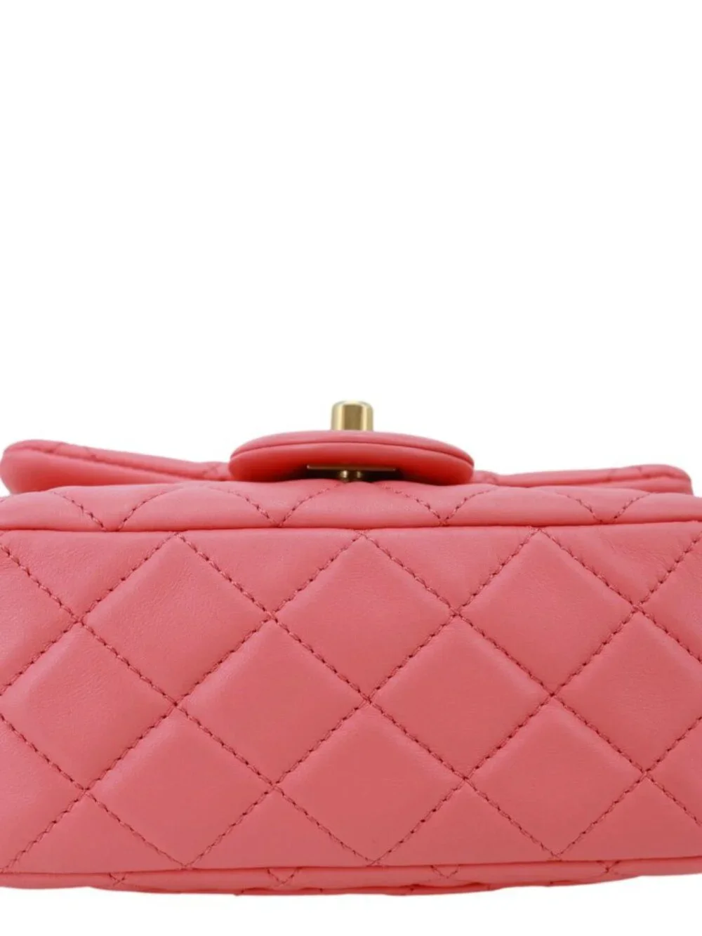Chanel  Pearl Crush Square Flap Mini Quilted Lambskin Leather Shoulder Bag Pink